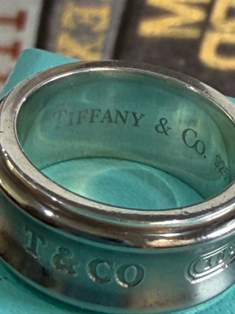 💍Tiffany & Co. 1837 Concave Vintage Sterling Silver 925 & Titanium Ring Sz 4.5 🎀 - Picture 3 of 15